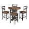 International Concepts 36 in. Solid Wood Round Top Pedestal Dining Table w/4 Counter Height Stools in Hickory/Washed Coal K45-36RT-23B-S6172-4 - alternate 1